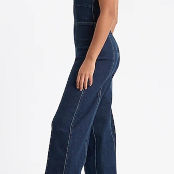 Denim Back Cutout Hyper Sculpt Wide Leg Jumpsuit - Picture 2 of 8
